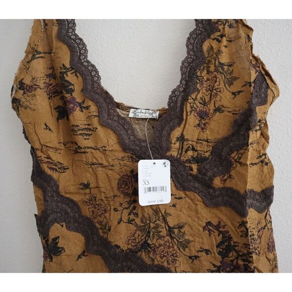 Intimately FP OB1546613 Women Sz XS Brown Slip My Mind Printed Trapeze Dress - Picture 3 of 9